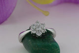 Small Cluster Flower Engagement Ring 0.5ct Round Cut Diamond 14k White Gold Over