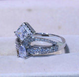 3ct Princess Cut VVS1 Diamond Engagement Ring 14k White Gold Finish Unique Crown