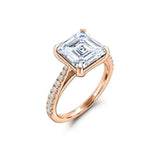 Solitaire with Accents Engagement Ring 2.25ct Asscher Diamond 14k WhiteGold Over