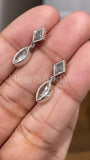 0.5ct Marquise Simulated Diamond Bezel Set Drop Earrings 14k White Gold Plated