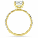 2.5ct Engagement Ring Emerald Diamond Solitaire with Accent 14k Yellow Gold Over