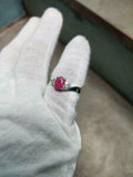 1ct Engagement Ring Oval Cut Pink Ruby Twist Swirl Solitaire 14k White Gold Over