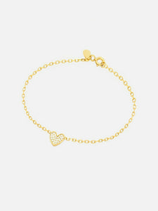 0.2ct Round Cut VVS1/D Diamond Studded Heart Bracelet 14k Yellow Gold Finish