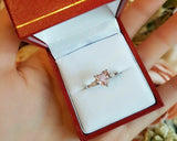 2ct Heart Cut Peach Morganite Engagement Ring 14k White Gold Finish Trilogy