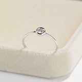 Bezel Set Minimalist Engagement Ring 0.5ct Round Cut Diamond 14k White Gold Over