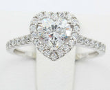 Halo Solitaire Engagement Ring 1ct Heart Cut VVS1D Diamond 18k White Gold Finish