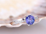 1.3ct Round Cut Blue Tanzanite Solitaire Engagement Ring 14k White Gold Finish