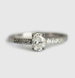 1.5ct Oval Cut Diamond Engagement Ring 14k White Gold Over Solitaire with Accent