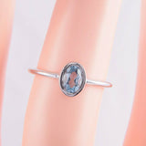 1ct Oval Cut Blue Topaz Engagement Ring Bezel Set Solitaire 14k White Gold Over