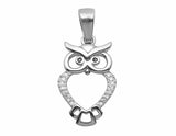 0.5ct Round Cut VVS1D Diamond Owl Charm Pendant 14k White Gold Finish NO CHAIN