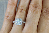 Halo Solitaire Engagement Ring 1.4ct Cushion Cut Diamond 14k White Gold Finish