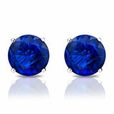 0.5ct Round Cut Blue Sapphire Classic Stud Women Earrings 14k White Gold Finish