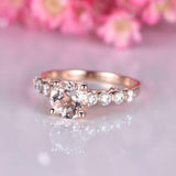 1.5ct Round Cut Morganite with Round Accents Engagement Ring 14k RoseGold Finish