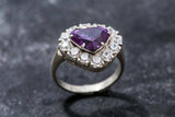 2.2ct Engagement Ring Heart Cut Purple Amethyst Diamond Halo 14k White Gold Over