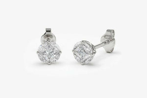 1.5ct Stud Earrings Marquise Cut Diamond Cluster Design 14k White Gold Finish