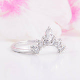 2.1ct Marquise Cut Diamond Engagement Ring Princess Crown 14k White Gold Finish