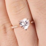 1.2ct Heart Cut Peach Morganite Solitaire Ring 14k Rose Gold Finish Round Accent