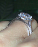 2.1ct Oval Cut Diamond Engagement Ring Classic Halo Solitaire 14k WhiteGold Over