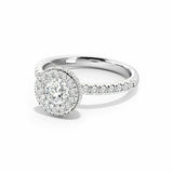 2ct Engagement Ring Round Cut Diamond Accent Dual Halo 14k White Gold Finish