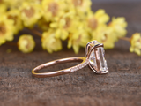 2ct Radiant Cut Diamond Engagement Ring 14k RoseGold Finish Unique Stacking Band