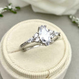 1.4ct Engagement Ring Marquise Cut Diamond Solitaire Petite 14k WhiteGold Finish