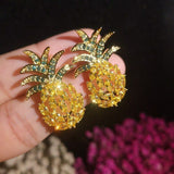 2ct Marquise Cut Yellow Citrine Pineapple Stud Earrings 14k Yellow Gold Finish