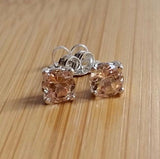 1ct Round Champagne Morganite Classic Stud Earring Women 14k White Gold Finish