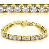 15Ct Round Sparkling Diamond Hip Hop Tennis Bracelet 14K Yellow Gold Finish