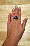 2.5ct Engagement Ring Round Cut Blue Sapphire Halo Solitaire 14k White Gold Over