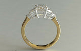 2ct Emerald Cut Diamond Engagement Ring Five Stone Solitaire 14k YellowGold Over