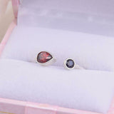 1.2ct Pear Cut Garnet Blue Sapphire Open Birthstone Ring 14k White Gold Finish