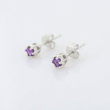 0.5ct Stud Earrings Round Cut Purple Amethyst Solitaire 14k White Gold Finish