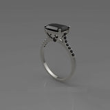 2.1ct Emerald Black Diamond Engagement Ring Accents Solitaire 14k WhiteGold Over