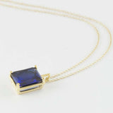 2.8ct Radiant Cut Sapphire Classic Solitaire Pendant Chain 14k Yellow Gold Over