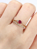 1.2ct Heart Pink Ruby Diamond Engagement Ring 14k Yellow Gold Finish Split Shank