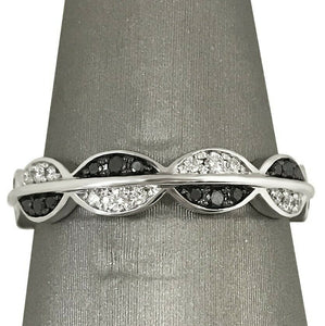 2Ct Round Cut Black White Diamond Oval Shape Wedding Band 14K White Gold Finish