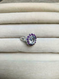 2ct Engagement Ring Oval Cut Diamond Purple Amethyst Halo 14k White Gold Finish