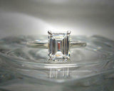 4 Prong Solitaire Engagement Ring 1.5ct Emerald Cut Diamond 14k WhiteGold Finish