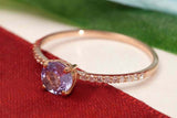 1.5ct Round Cut Purple Amethyst Solitaire with Accents Ring 14k Rose Gold Finish