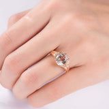 3ct Oval Cut Morganite Engagement Ring Solitaire with Accents 14k Rose Gold Over