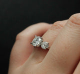 Solitaire Cluster Engagement Ring 2ct Round Cut Diamond 14k White Gold Finish