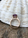 2ct Engagement Ring Cushion Cut Purple Amethyst Solitaire 14k Rose Gold Finish