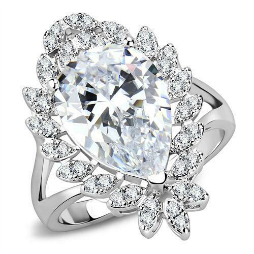 4Ct Pear Cut Diamond Split Band Cocktail Engagement Ring 14K White Gold Finish