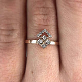 Square Crown Design Engagement Ring 1.2ct Round Cut Diamond 14k Rose Gold Finish