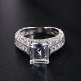 4Ct Emerald Cut Diamond Milgrain Vintage Engagement Ring 14K White Gold Finish