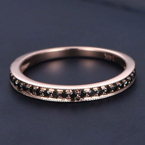 Half Eternity Wedding Ring Band 1ct Round Cut Black Diamond 14k Rose Gold Finish