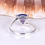 1.2ct Trillion Cut Blue Tanzanite Solitaire Engagement Ring 14k WhiteGold Finish