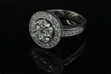 4Ct Round Cut Diamond Floral Design Halo Engagement Ring 14K White Gold Finish