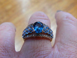 6ct Engagement Ring Oval Cut Sapphire Split Shank Cocktail 14k Yellow Gold Over