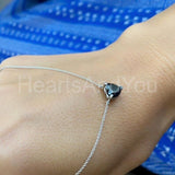 0.5ct Heart Simulated Black Diamond Solitaire Pendant Chain 14k WhiteGold Plated